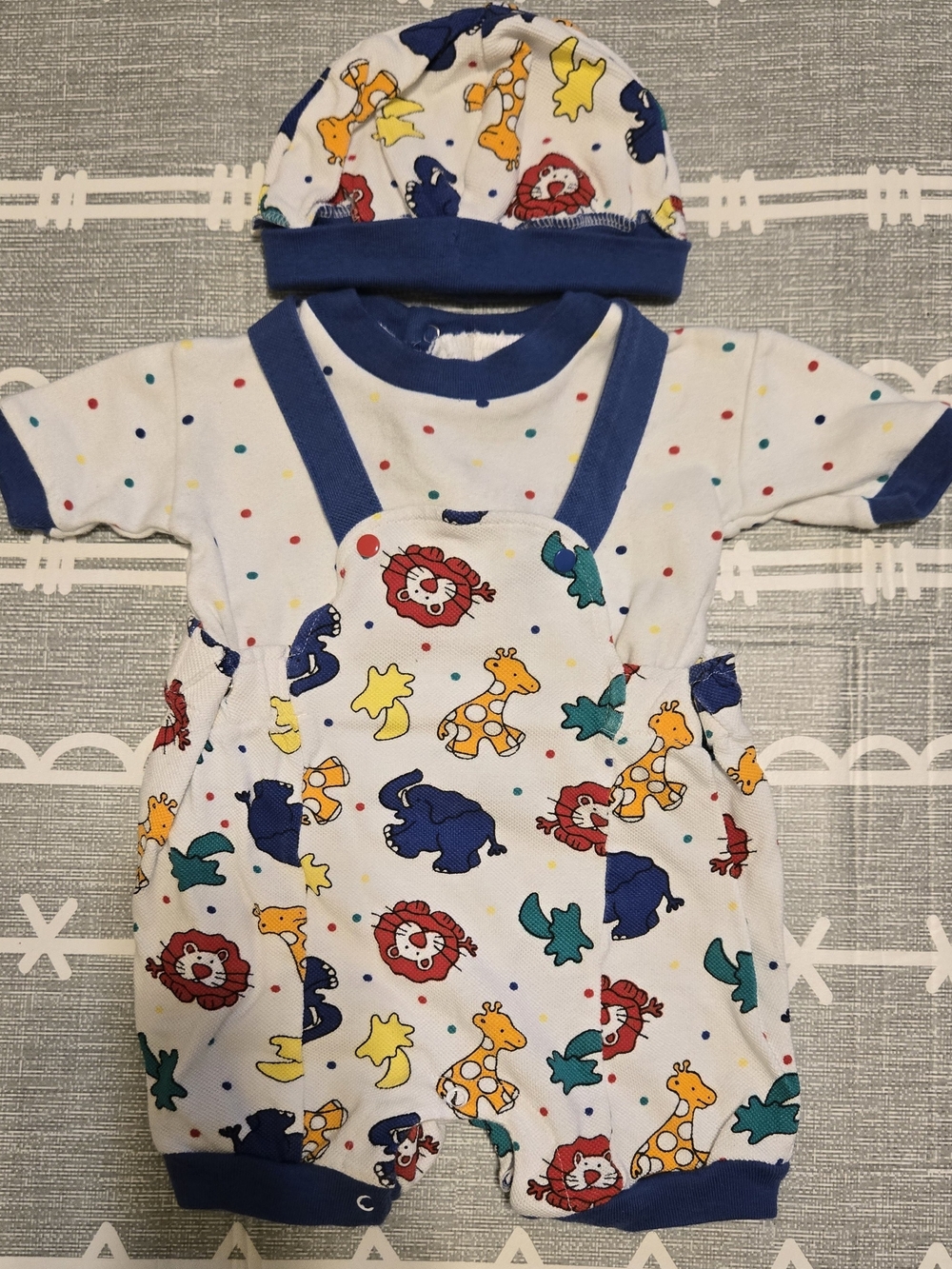 Vintage Rumble Tumble 3pc Baby Animal Overall Set 3-6M